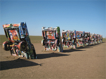 Route 66 Tipping Painted Cars in Texas